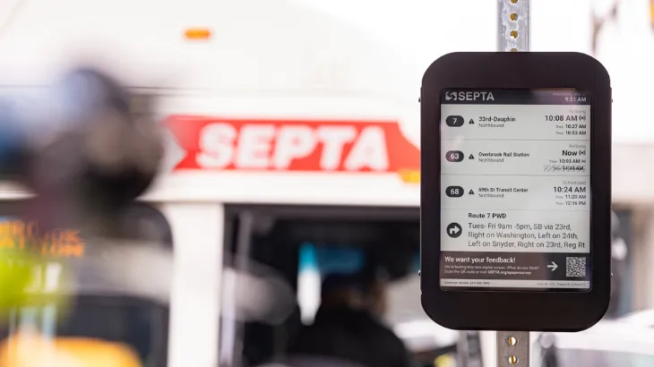 SEPTA deploys real-time arrival display at a bus stop